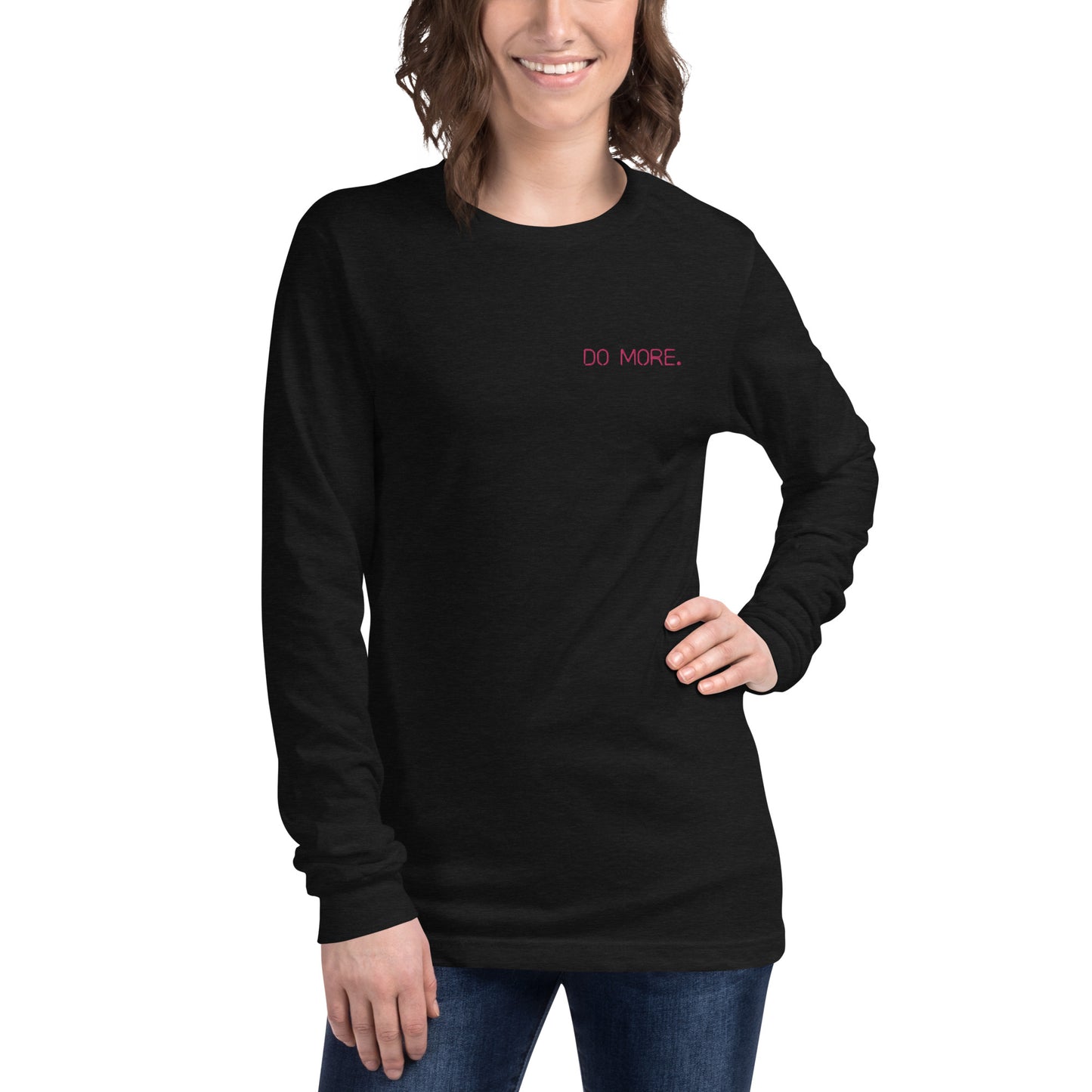 EMBROIDERED LONG SLEEVE TEE — DO MORE NEON