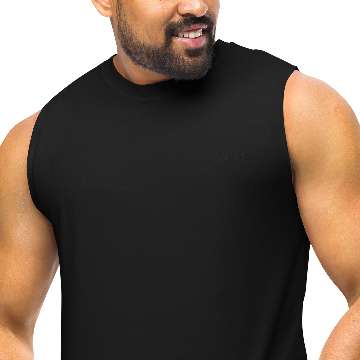 EMBROIDERED UNISEX MUSCLE SHIRT — DO MORE BLACKOUT