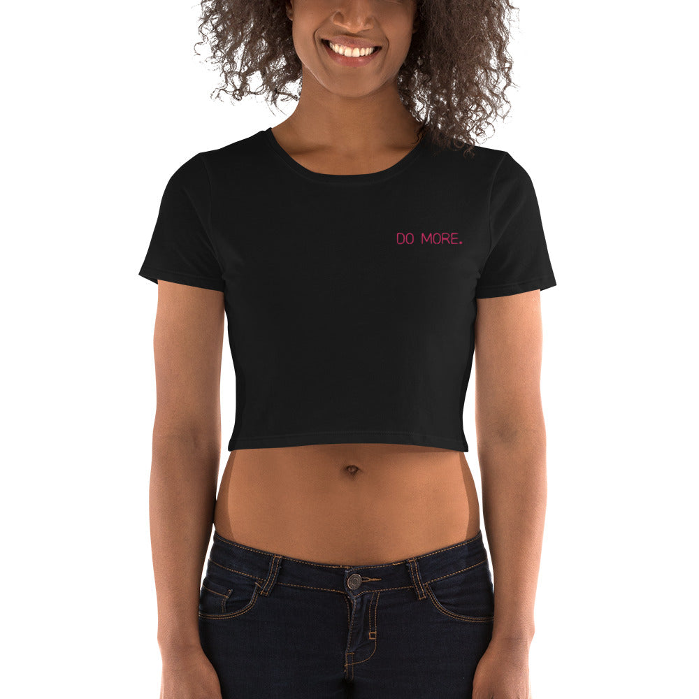 EMBROIDERED CROP TOP TEE - DO MORE NEON