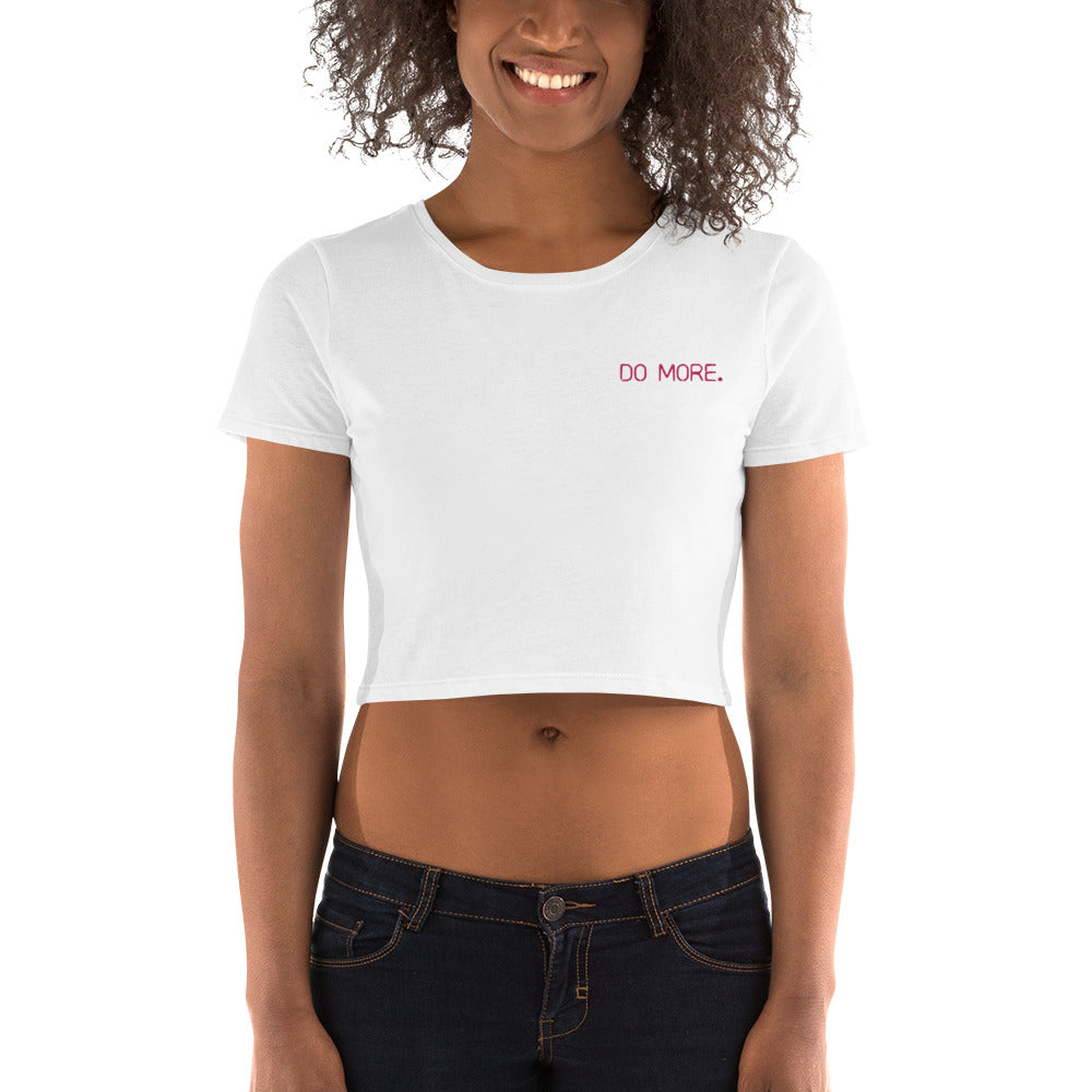 EMBROIDERED CROP TOP TEE - DO MORE NEON